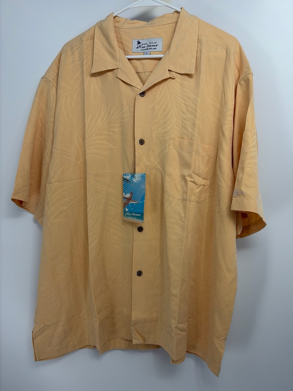 NWT Men’s Floral Del Sol Silk Shirt Large Tropical Coastal Hawaiian